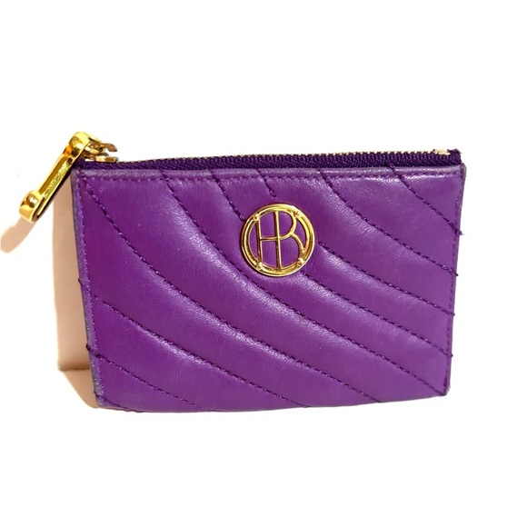 Henri Bendel Purple Card Holder with Gold Zipper - Picture 1 of 3